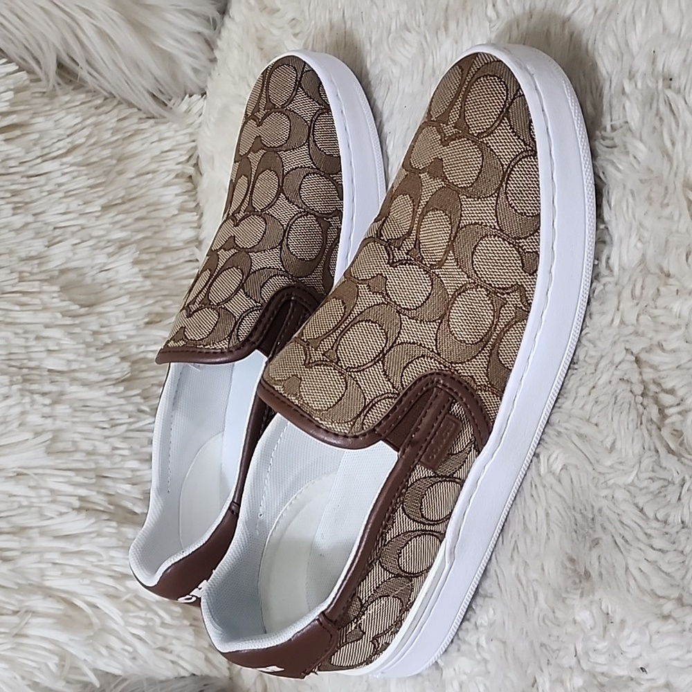 Coach 8B Size Brown Slip-On Athletic Shoes - Picture 3 of 10